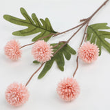 Pompon Mum Artificial Flower, 5Pcs Faux Silk Mini Chrysanth With Stems, Bsimulation Of 5 Autumn Ball Chrysanthemum Dandelion Fake Flowers Wedding Home Diy Decoration (Baking Powder)