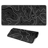 Large Computer Mouse Pad With Non-Slip Base For Desktop, Cute Gaming Mouse Mat With Stitched Edges, Long Extended Anime Mousepad For Laptop, 31.5 X 11.8 Inches (Black Topographic Map)
