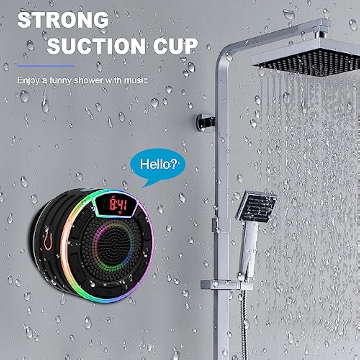 Bluetooth Speakers, Ipx7 Waterproof Shower Speaker, Portable Speaker With Led Display, Fm Radio, Suction Cup, Light Show, Built-In Mic, Best Gifts For Pool Beach Home Party Travel Outdoors
