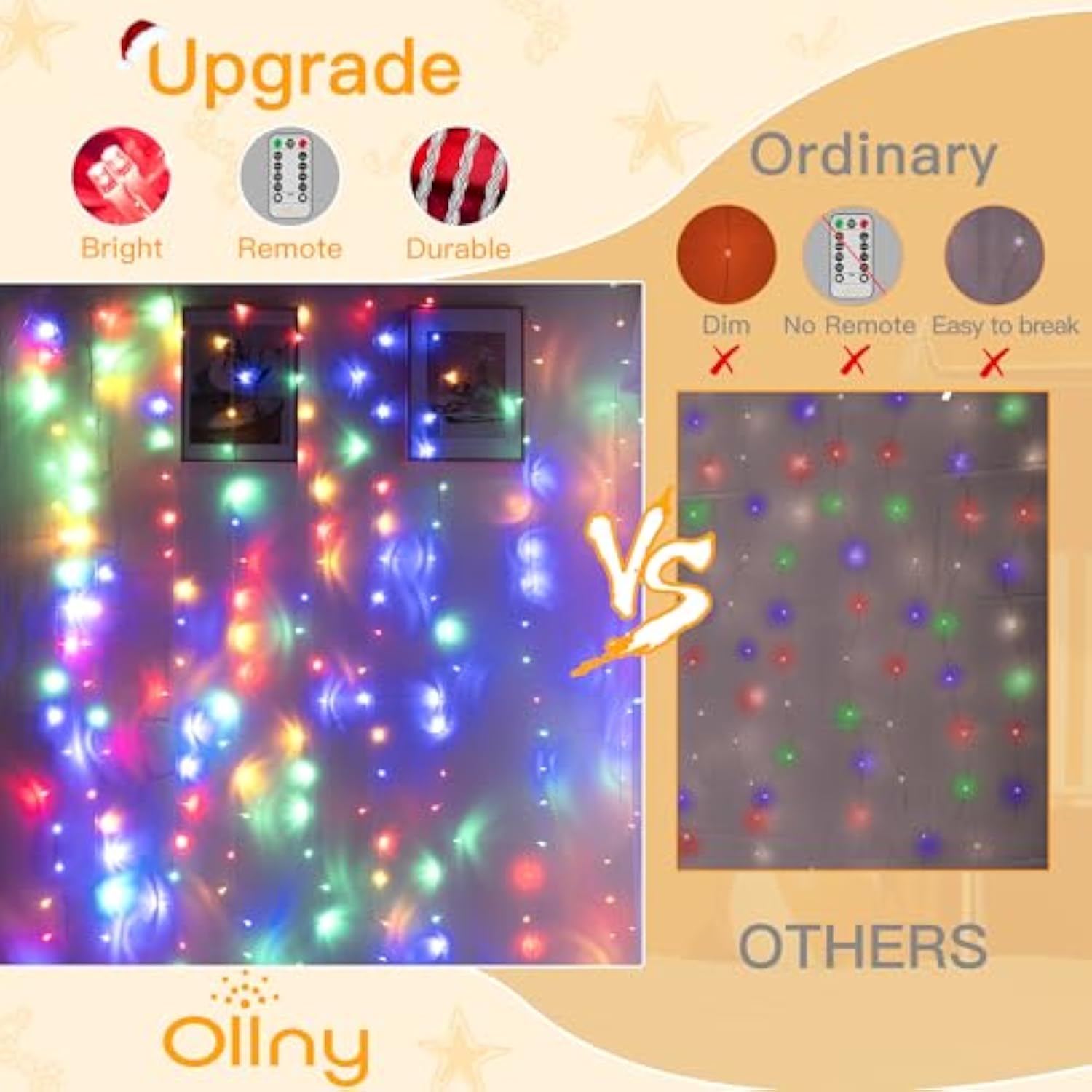 Curtain Lights 200Led 6.6X6.6Ft, Usb Multicolor Christmas Curtain Lights With Remote 8 Modes Timer, Waterproof String Li