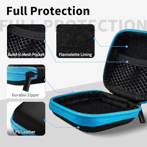 Earbud Case Portable EVA Carrying Case Storage Bag Cell Phone Accessories Organizer with Carabiner for Wired/Wireless Headphones, SD Memory Card,