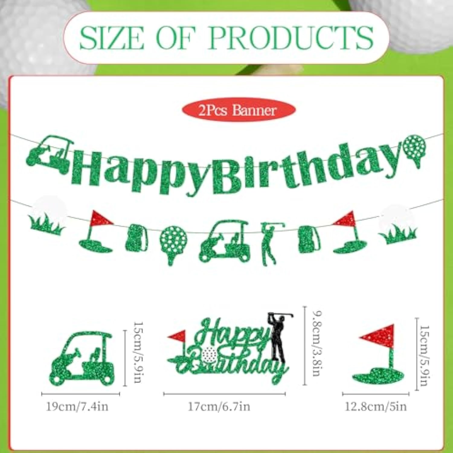 Golf Birthday Party Decorations - Happy Birthday Golf Pre-Strung Banners And Cake Topper Decoration Golf Sports Themed Party Decor Supplies For Golf Ball Player