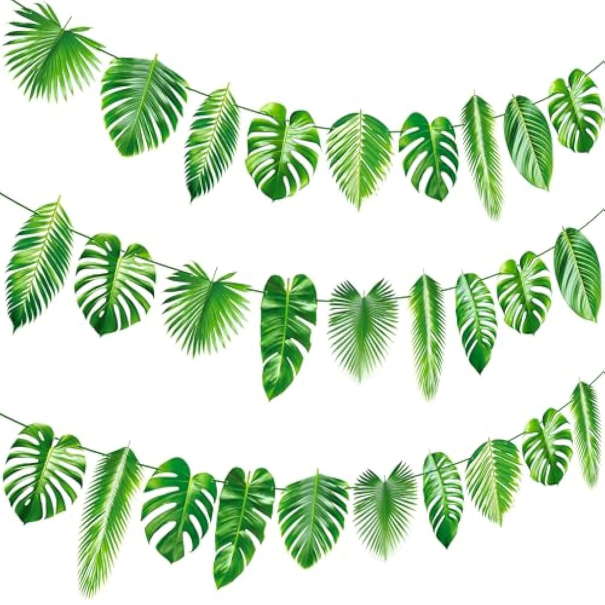 Tropical Party Banners Decorations Palm Leaf Garlands Green Hawaiian Luau Party Decorations Green Leaves Theme Banners For Summer Jungle Theme Party Baby Shower Supplies