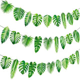 Tropical Party Banners Decorations Palm Leaf Garlands Green Hawaiian Luau Party Decorations Green Leaves Theme Banners For Summer Jungle Theme Party Baby Shower Supplies
