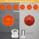 Basketball Decorations String Lights Battery Operated, 6.8Ft 10 Led Light Up Basketball Light With Timer, Indoor Outdoor