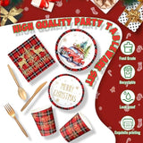 240 Pcs Christmas Paper Plates And Napkins Serve 30 Guests Christmas Party Supplies Disposable Xmas Tableware Set Plates Napkins Cups With Knife Fork Spoon(Red,Plaid Style)
