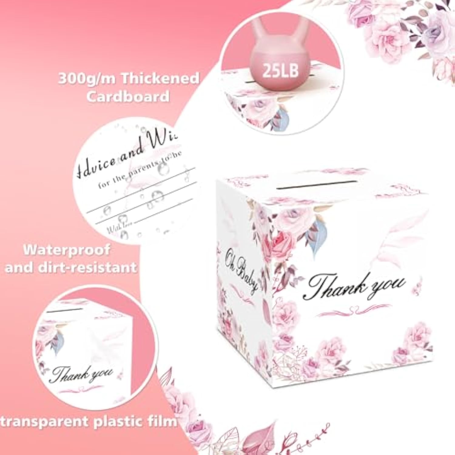 Baby Shower Games - Diaper Raffle Box With 50 Tickets, Sign, Prizes And Decorations - Thick Paperboard