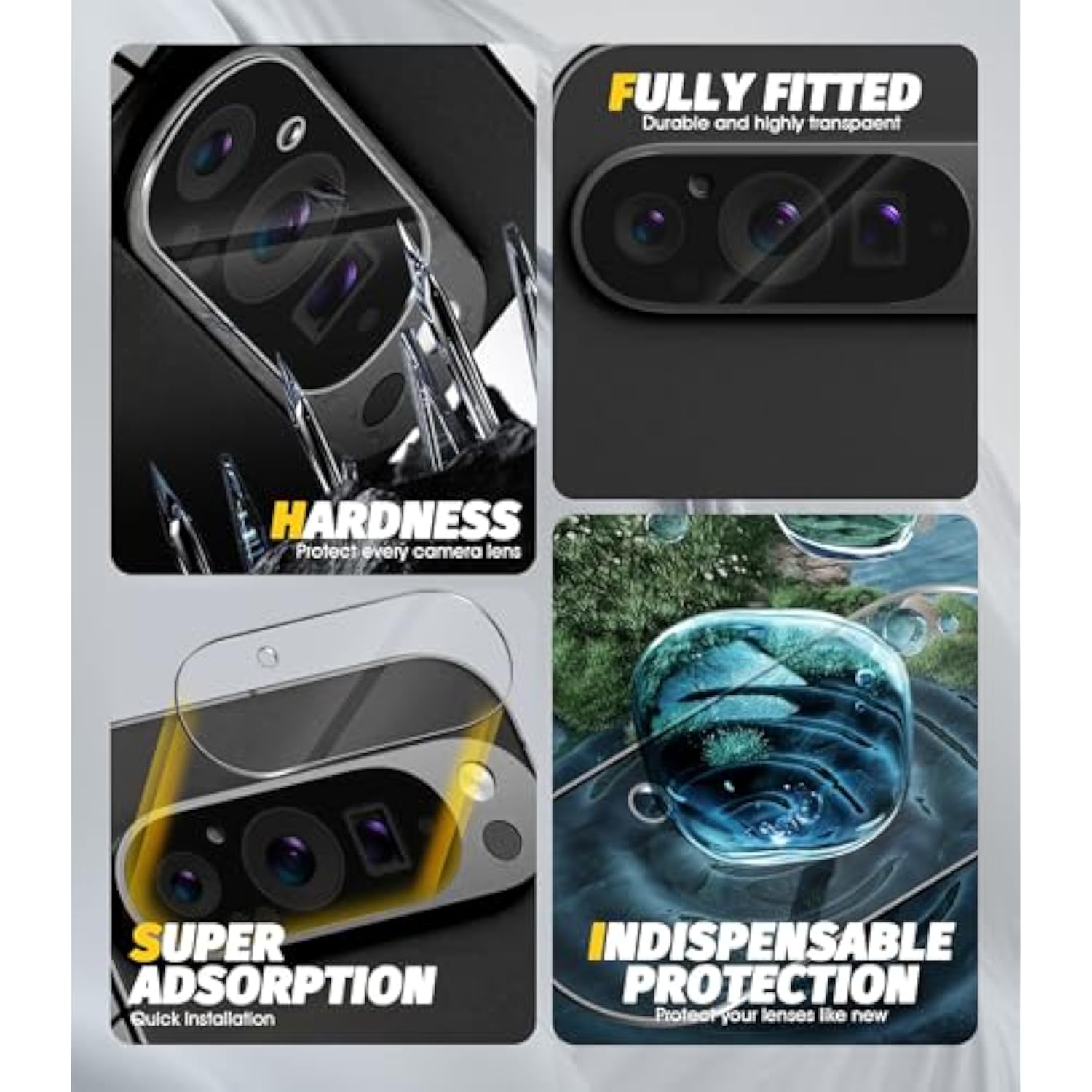 (3 Pack) Camera Lens Protector Compatible For Google Pixel 9 Pro 6.3 Inch (Not For Xl Model) Protector De Cámera Case Friendly Tempered Glass 9H High Definition Microphone Cutout Anti-Scratch