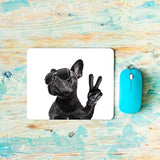 French Bulldog Square Mousepads Desktop Notebook Mouse Mat Fashion Puppy Bulldog Victory Fingers Mouse Pads For Working And Gaming Office Accessories Desk 9.5X7.9 Inch