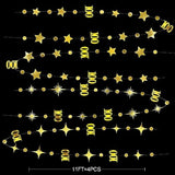 Gold 100Th Birthday Decorations Number 100 Circle Dot Twinkle Star Garland Hanging Streamer Bunting Banner Backdrop For Women Mens 100Th Anniversary Babys Happy 100 Days Birthday Party Decor Supplies