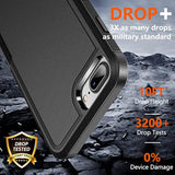 For Iphone 7/8 Plus Case, [10 Ft Grade Drop Protection] [Non-Slip] [2 Pcs Tempered Glass Screen Protector] Heavy Duty Full-Body Shockproof Case For Iphone 7/8 Plus 5.5”, Black
