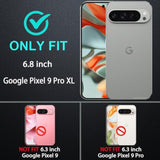 For Google Pixel 9 Pro Xl Case, With 2Pcs Tempered Glass Screen Protector, Military Grade 3 In 1 Heavy Duty Shockproof/Drop Proof/Dust Proof Case (Black/Black)
