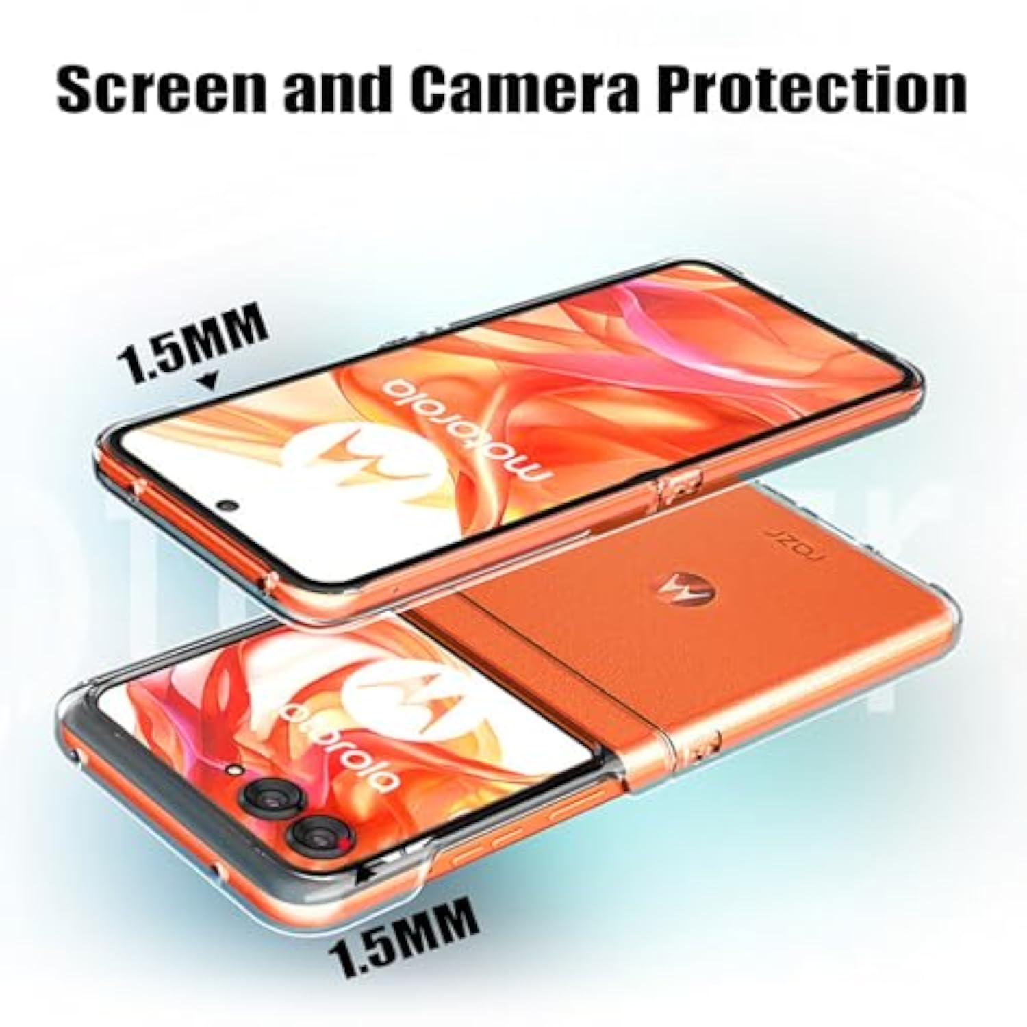 Motorola Razr 2024 Clear Case with Screen Protector Slim Shockproof Transparent
