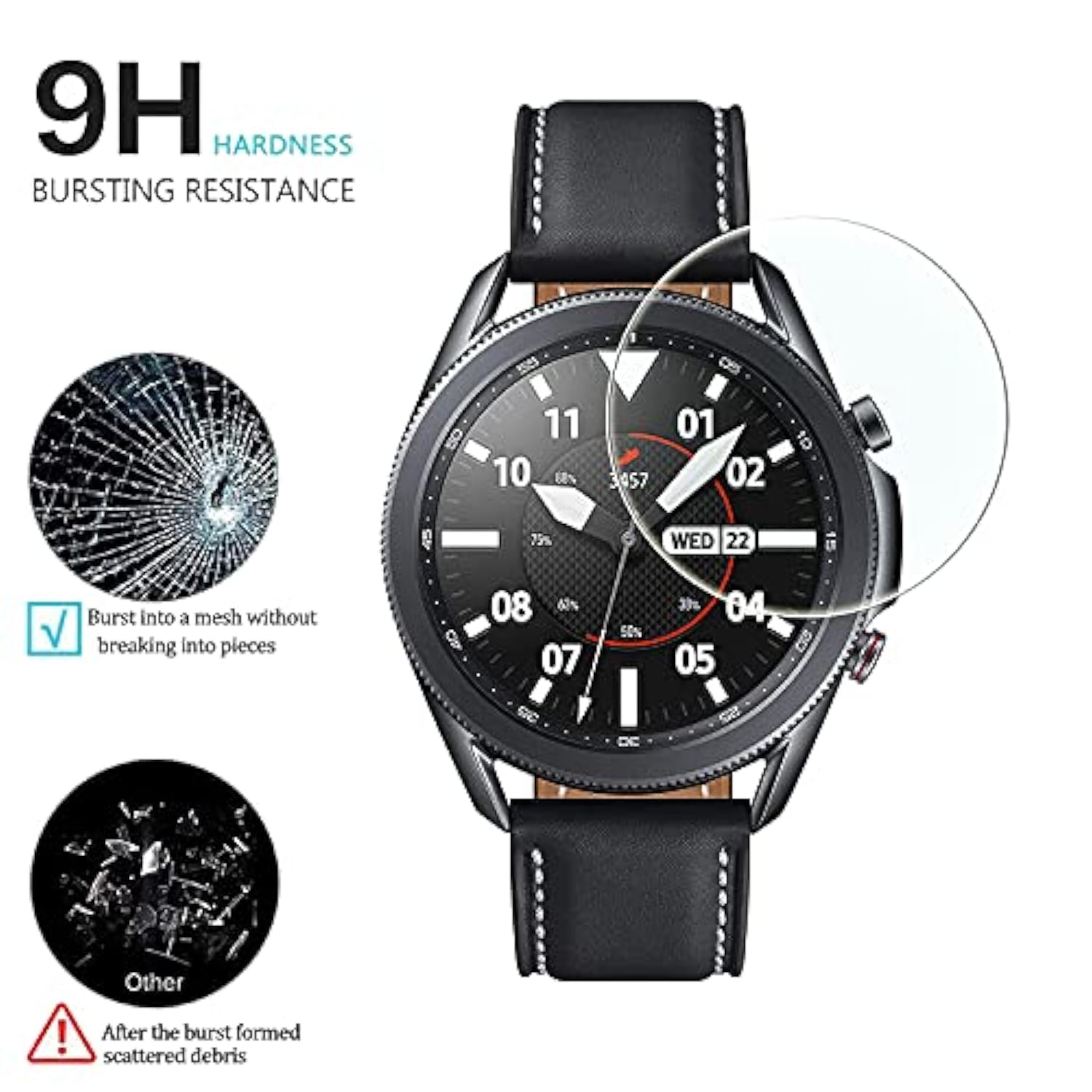 Tempered Glass Protector For Samsung Galaxy Watch3 (45Mm)-Anti-Fingerprint, Anti-Scratch,2.5D 9H Hardness [4 Pack] Hd Screen Protector Compatible With Samsung Galaxy Watch3 (45Mm)
