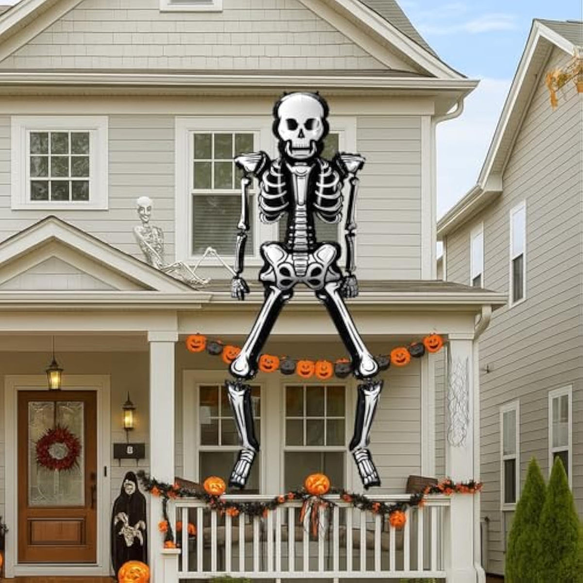 8.4ft Inflatable Halloween Skeleton Balloons Large Scary Outdoor Horror Party Decorations