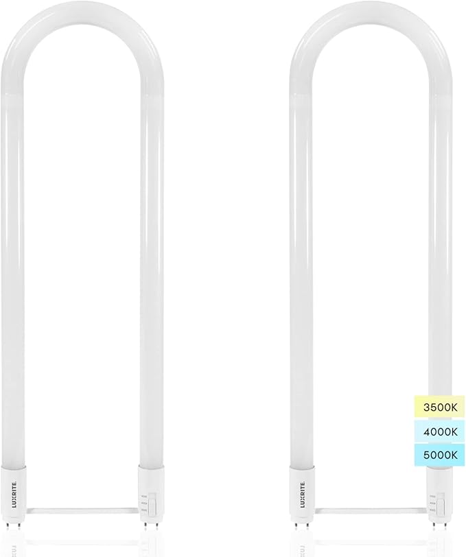 2 Pack U Bend LED Tube Lights T8 T12 17.5W 2100LM 3 Color Selectable G13 Fluorescent Replacement