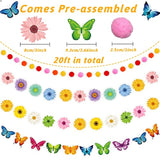4Pcs Spring Banner Decorations Spring Butterfly Flowers Garland Kits Sun Flowers Hanging Swirl Birthday Party Supplies For Sum Easter Classroom Blackboard Indoor Outdoor Home Mantel Wedding Decor