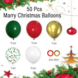 50 Pc Red Green Gold White Christmas Balloons 12 Inch for Party Decorations