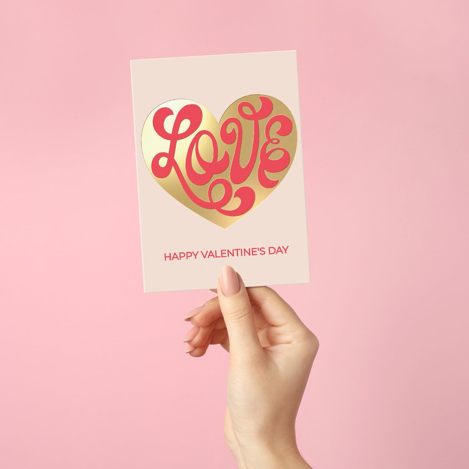 Love Valentine’S Day Card – Gold Foil Heart Design With Red Envelope & Gold Seal – 5X7” Romantic Valentine’S Day Card With “With All My Love, Today And Always” Interior Message