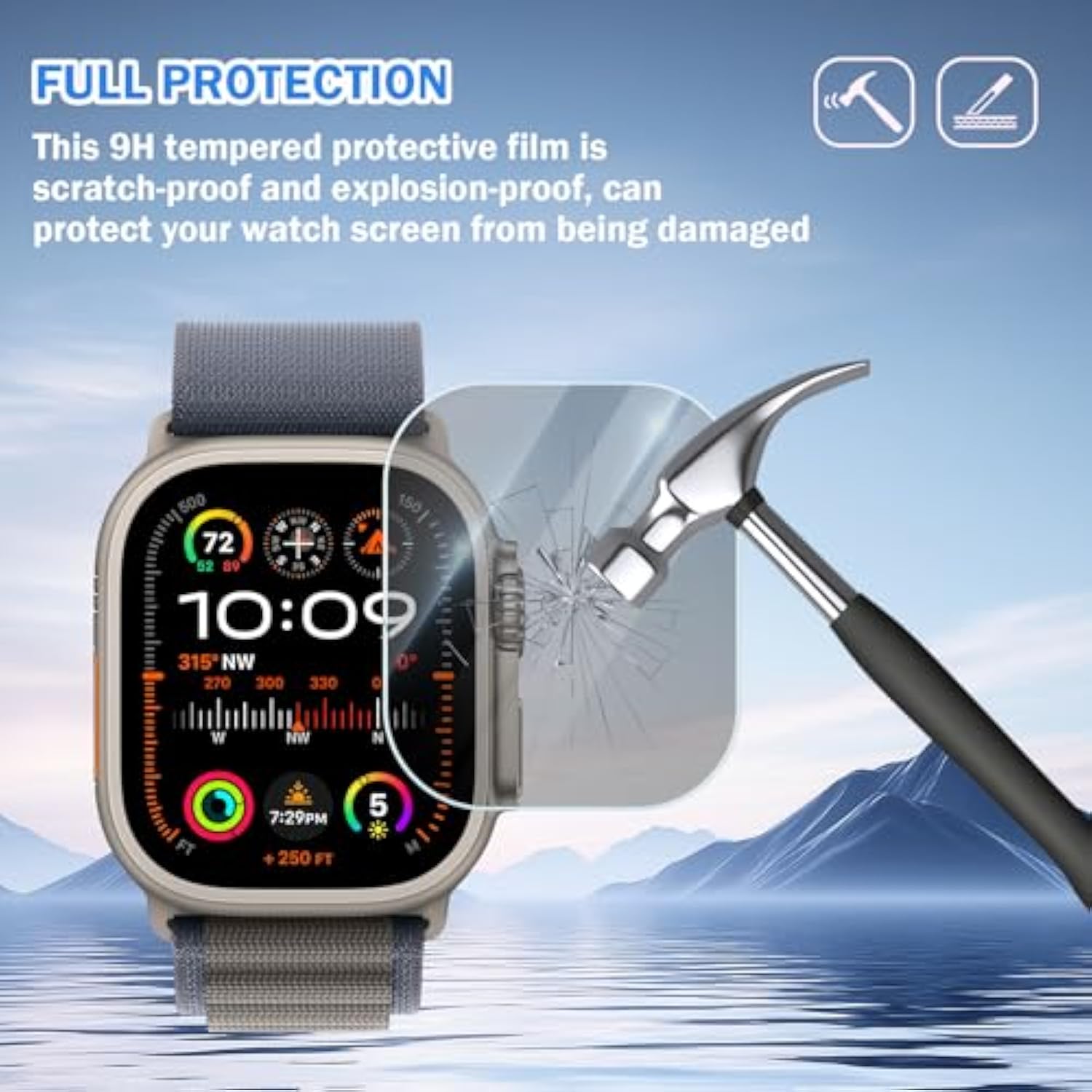 4 Pack Compatible For Apple Watch Ultra/Ultra 2 49Mm Screen Protector Privacy, 9H Hardness Tempered Glass Film With High Sensitive, Anti-Peeping Full Coverage For Iwatch Ultra Watch Flim 49Mm