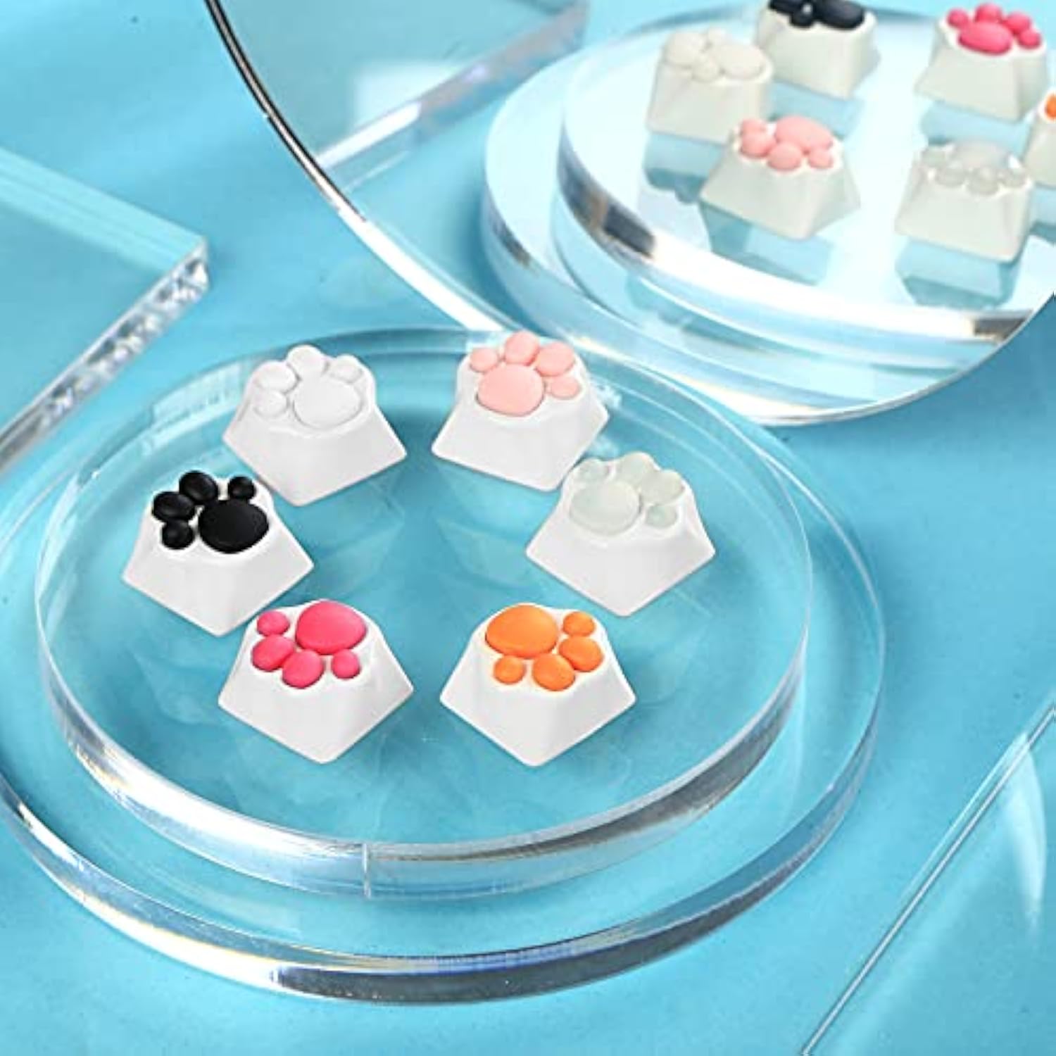 2 Pack Keyboard Keycaps Metal And Rubber Keycaps White Keycaps Cute Cat Paw Ke