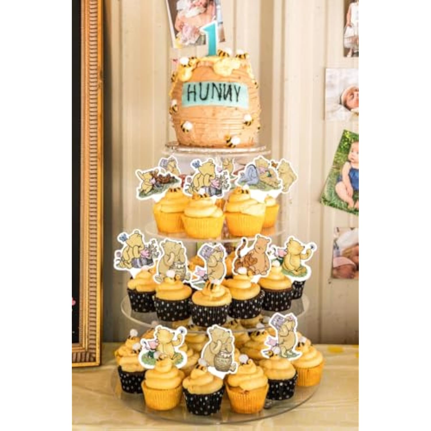48Pcs Winnie Bear Cupcake Toppers, Classic Bear Themed Decorations For Baby Shower/Birthday 8 Designs