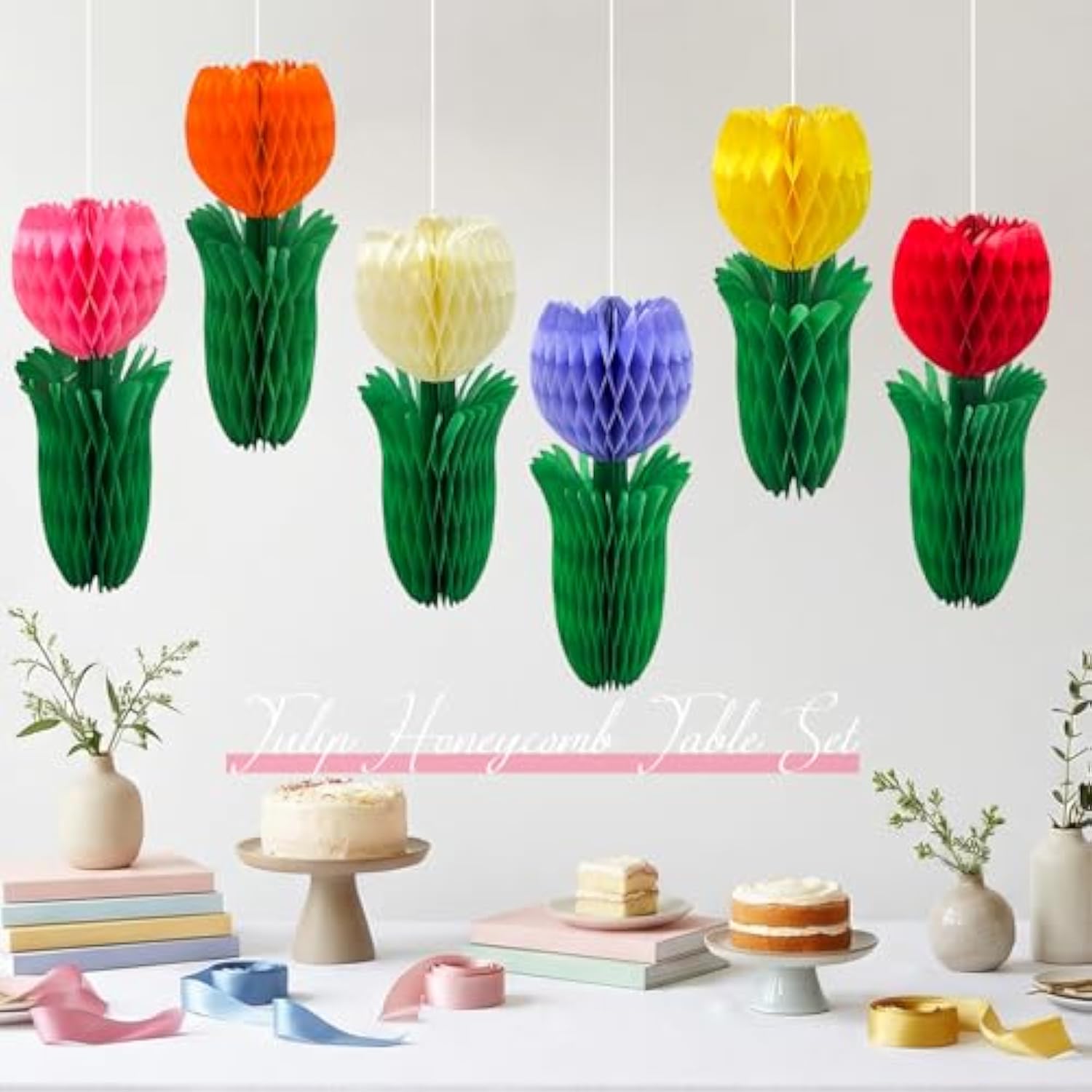 Tulip Honeycomb Centerpieces, 6Pcs Spring Flower Centerpieces For Tables 3D Tulips Honeycomb Spring Decoration For Home Office Garden Mother'S Day