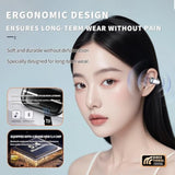 Touch Screen Ear Clips Headphones Bluetooth 5.4, Open Ear Earbuds Wlreless With 25H Playtime, Tf Card Clip On Bluetooth Earphones With Full-Color Display (Black)