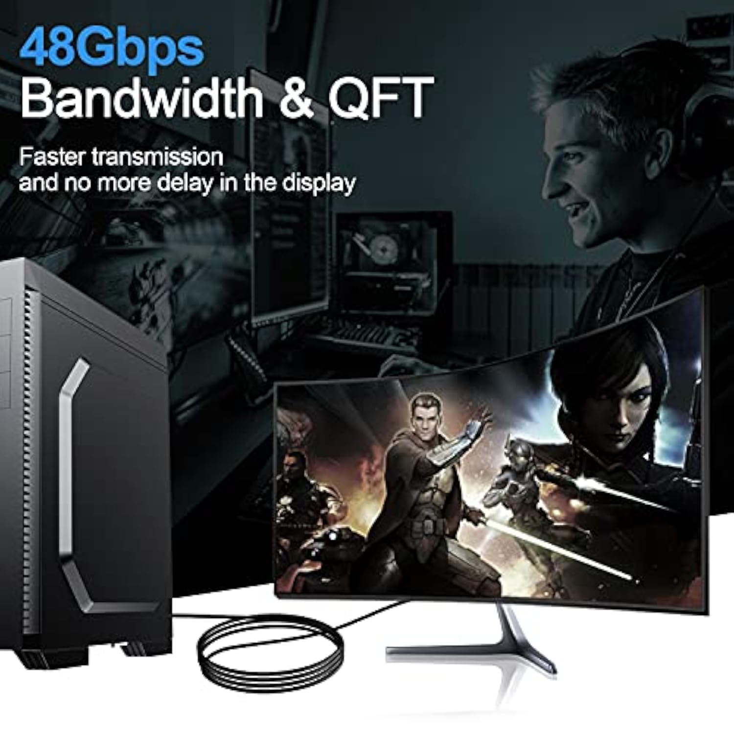 Thin 4K Hdmi 2.1 Cable 6.6Ft/2M, Ultra High Speed 48Gbps, Ultra Thin Hdmi 2.1