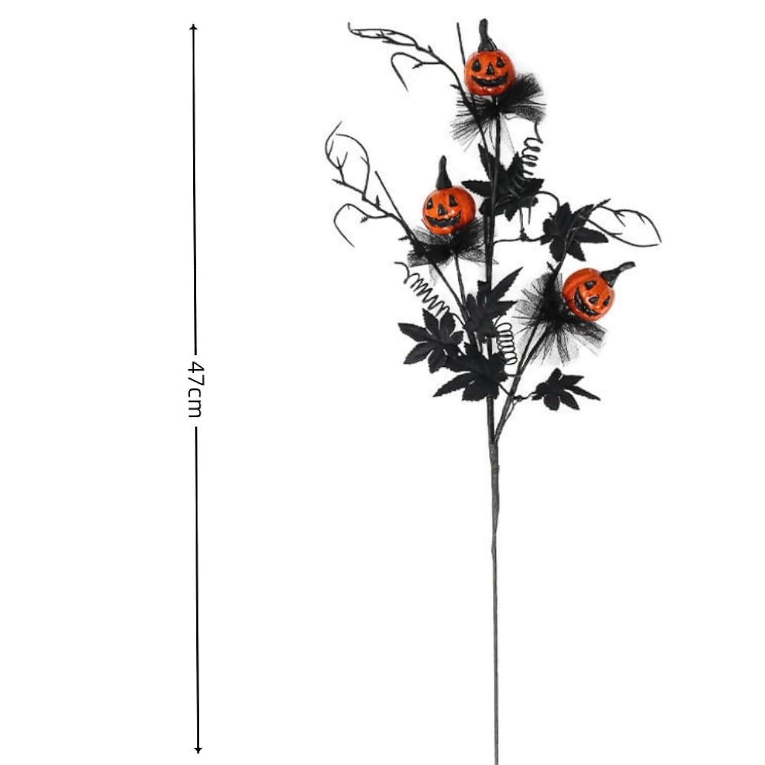 3 Pack Halloween Branches Picks Stems Glitter Fake Twig With Pumpkin Berries Black For Vases Haunted House Gothic Floral Decor Artificial Flowers Berry Stems For Vase (A)