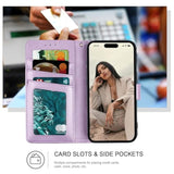 Wallet Case For Iphone 16,[Rfid Blocking] 3 Card Holder Stand With Credit Card Slot Pu Leather Magnetic Protective Flip Cover For Iphone 16 (Light Purple)