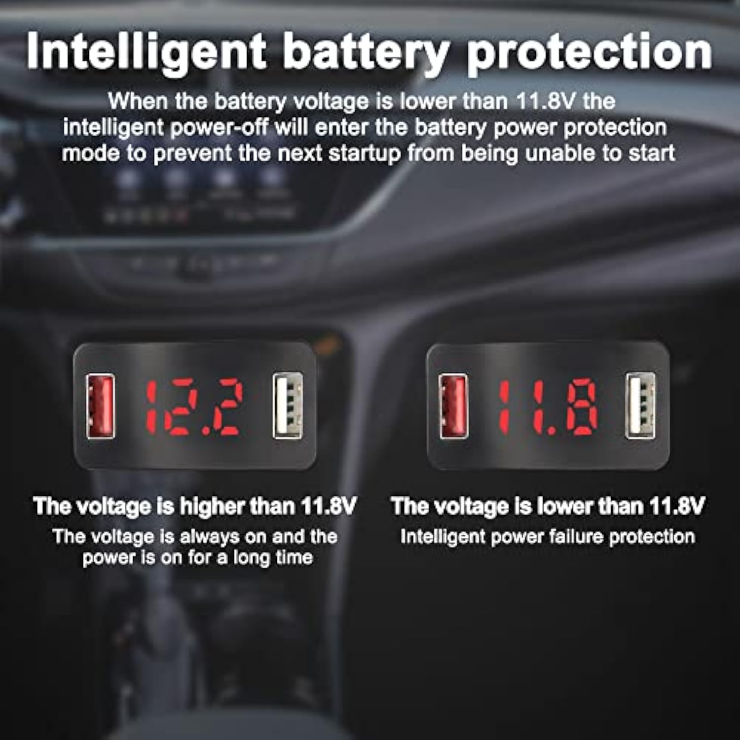 Car Obd Usb Charger Power Adapter Dc12?24V Dual Usb Charger Socket With Digital Display Usb 30W Fast Charging Qc2.0 Qc3.0 Charger For Vehicles