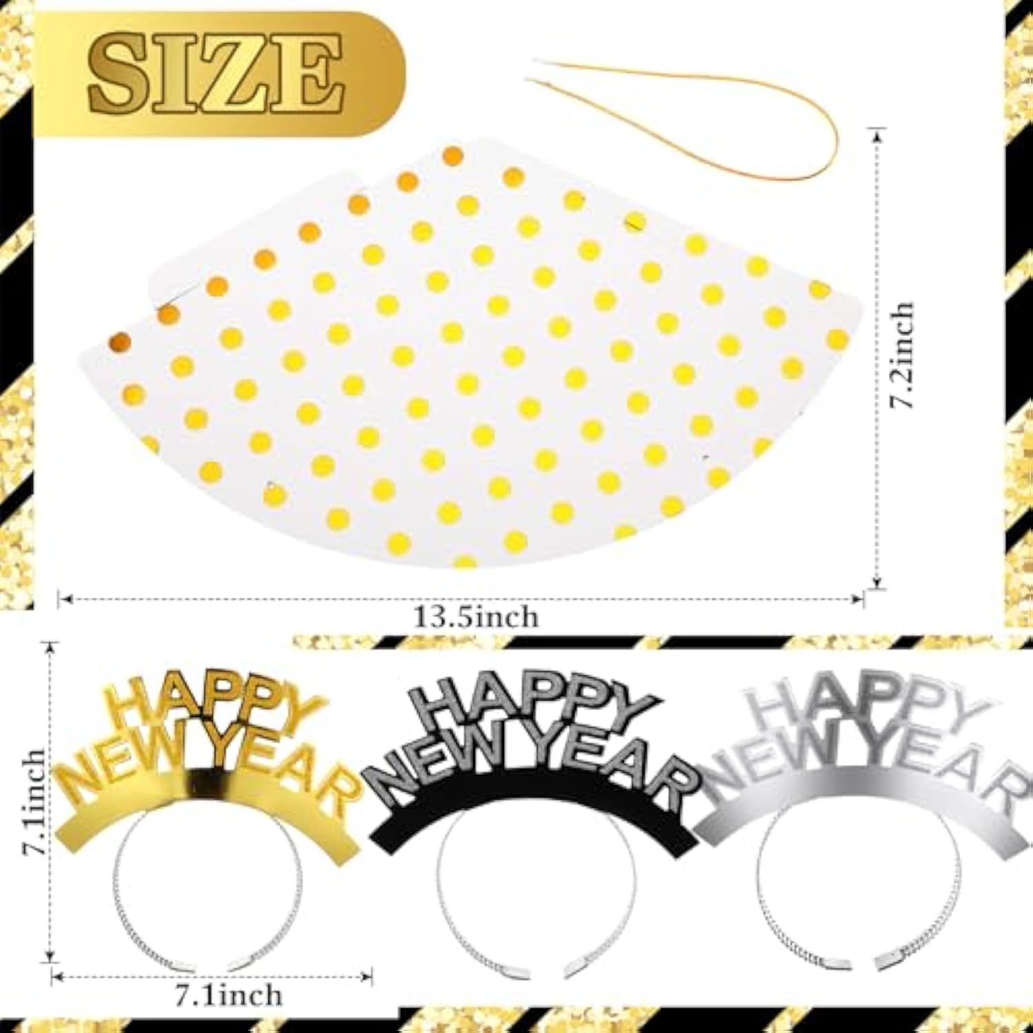 120pcs New Year 2026 Party Favors Hats Tiaras Necklaces Noise Makers