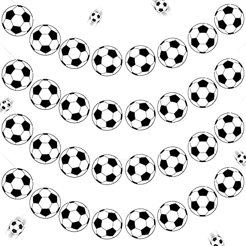 4 Pieces Soccer Party Decorations Include Banner Garland Bunting Banners with 32 Pcs Football Pattern Decoration Cards Football Party Supplies for Soccer Fans Birthday Decor