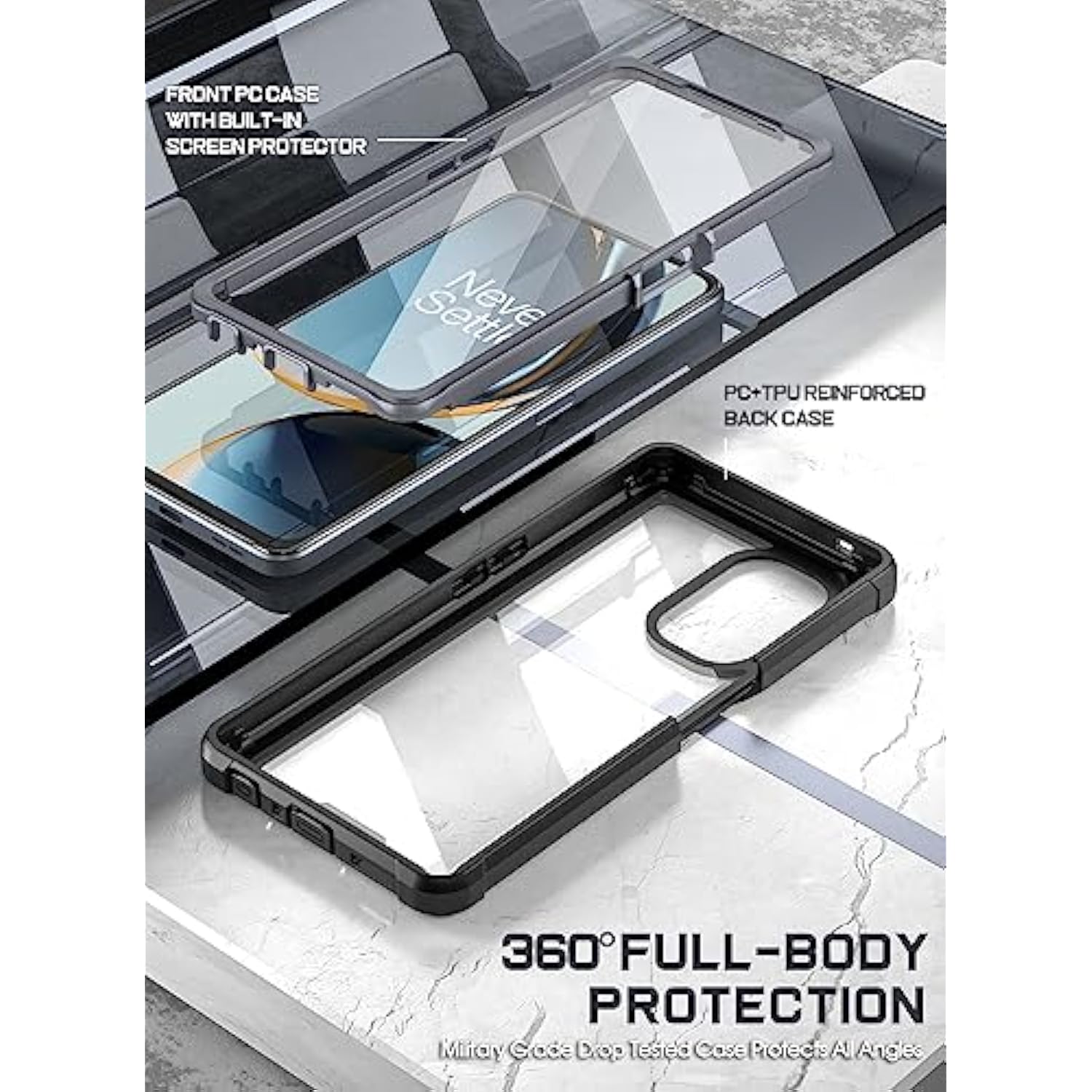 Guardian Case For Oneplus Nord N30 5G, [20Ft Mil-Grade Drop Tested], Full Body Hybrid Shockproof Bumper Cover With Built-In Screen Protector, Black/Clear