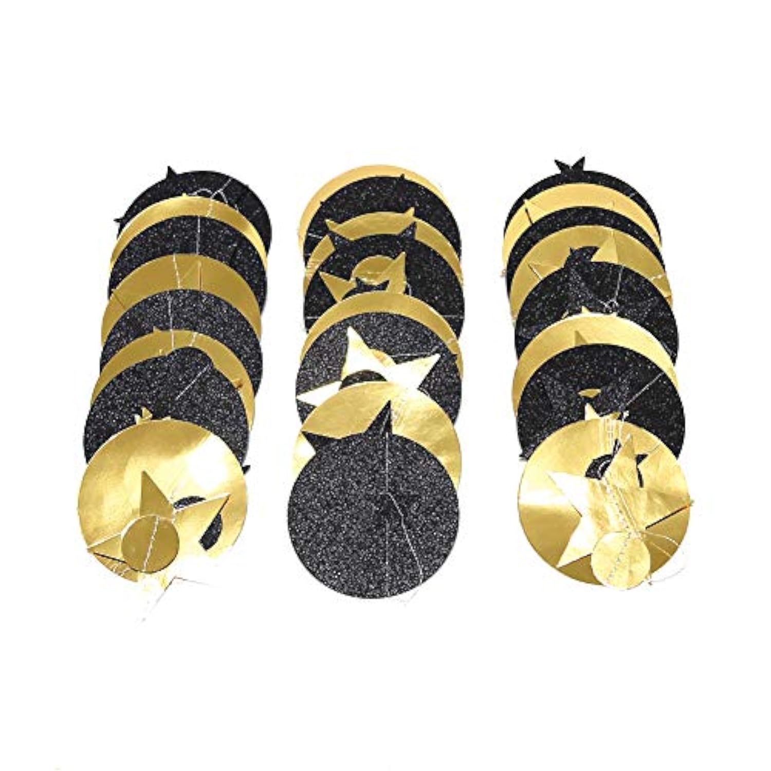 Black Gold Party Decorations Star Garland Moon Stars Hanging Star Streamers Birthday Wedding Baby Shower Graduation Nye 2024 New Year Eid Ramadan Galaxy Starry Night Party Supplies