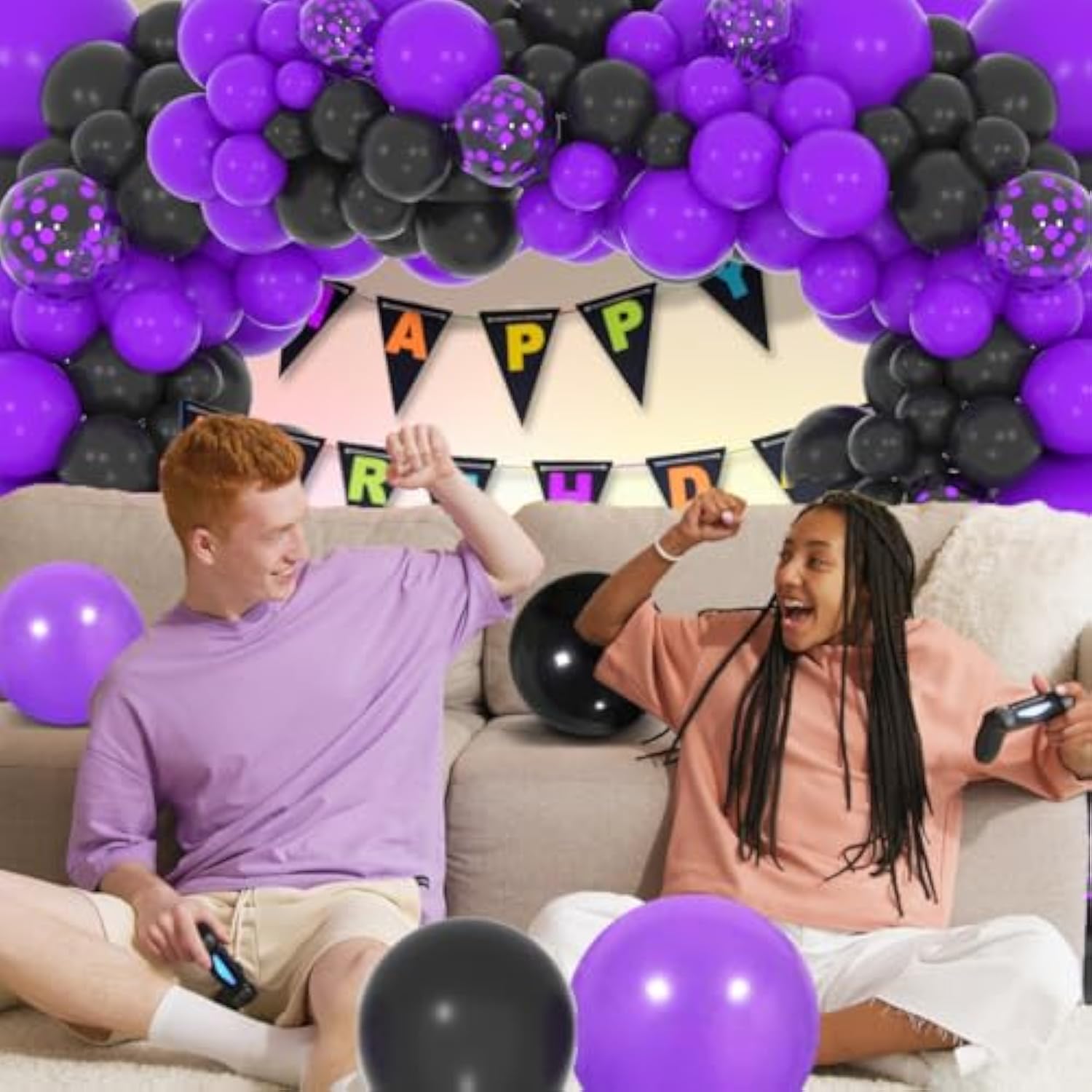 Purple Black Balloon Garland Arch Kit - 117Pcs Black And Purple Balloo