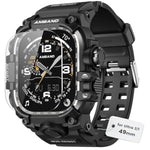 Rugged Case With Band For Apple Watch Ultra 2/1 49Mm, M3 Military Grade Shockproof Protective Bumper Cover + Screen Protector, Tactical Strap Accessory For Iwatch, Gift For Men, Matte Black
