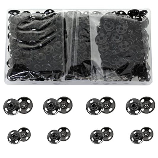 200 Sets Sew-On Snap Buttons, 12Mm And 10Mm Metal Snaps Fasteners Pres