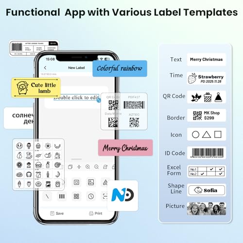 Mini Label Maker Machine With Tape, N12 Portable Bluetooth Label Printer, Thermal Sticker Labeler For Small Business, School, Home, Office(Green)