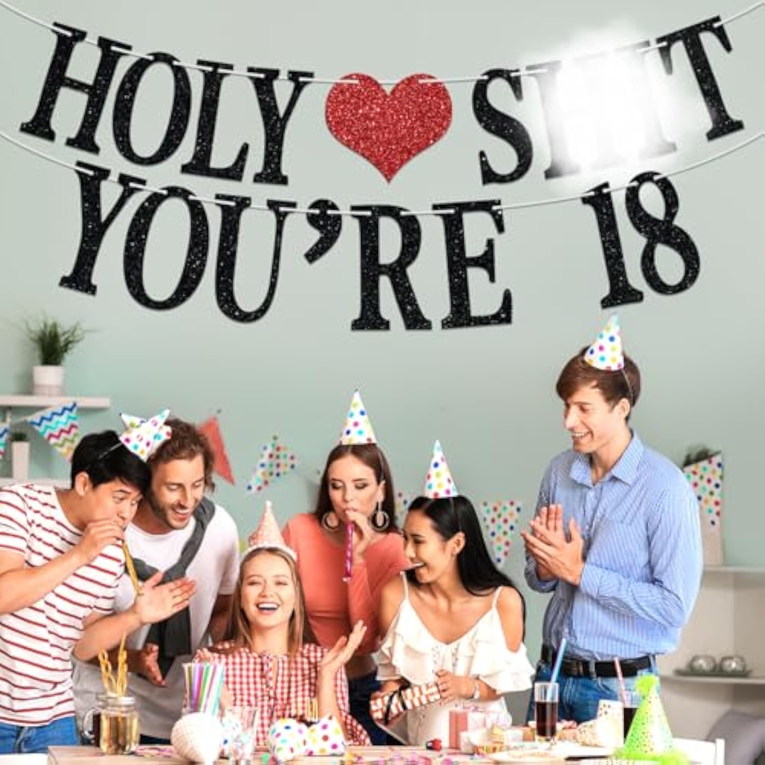 Holy You're 18 Banner, Funny 18th Birthday Bunting Sign Party Decorations