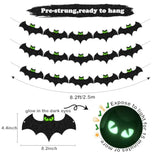 Halloween Decorations - Glow Eyes Bats Banner For Halloween Bats Decor (Pre-Strung)
