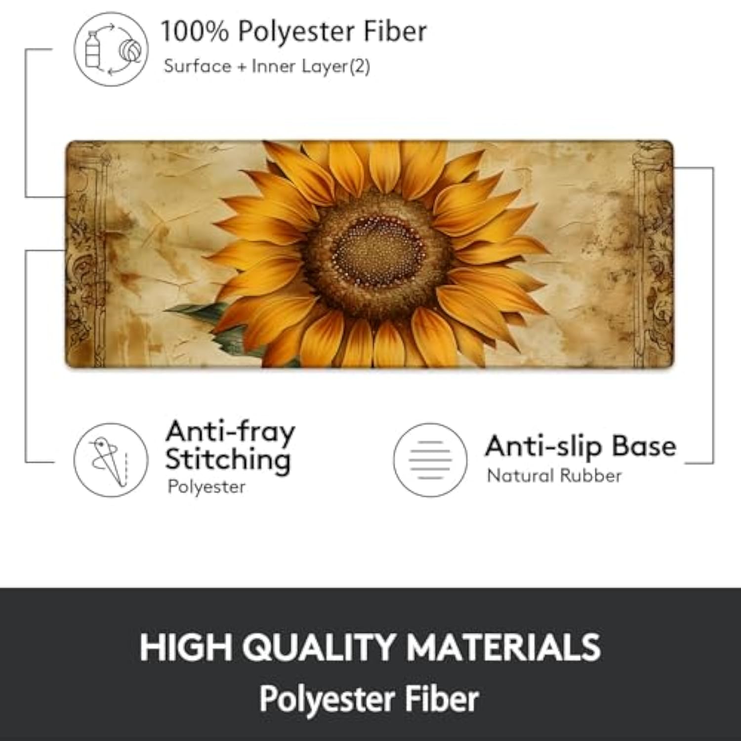 Gaming Mouse Pad, Mouse Pad, Desk Mat, Non-Slip Rubber Base Mousepads For Computers Laptop Office School Home Accessories Decor 31.5" X 11.8"?Sunflower