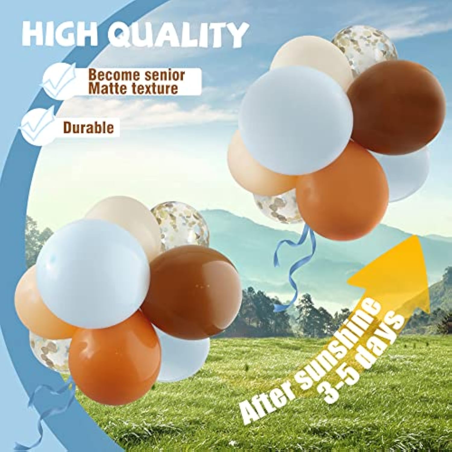 Boho Teddy Bear Balloon Arch Kit: Brown & Blue, 148-Piece