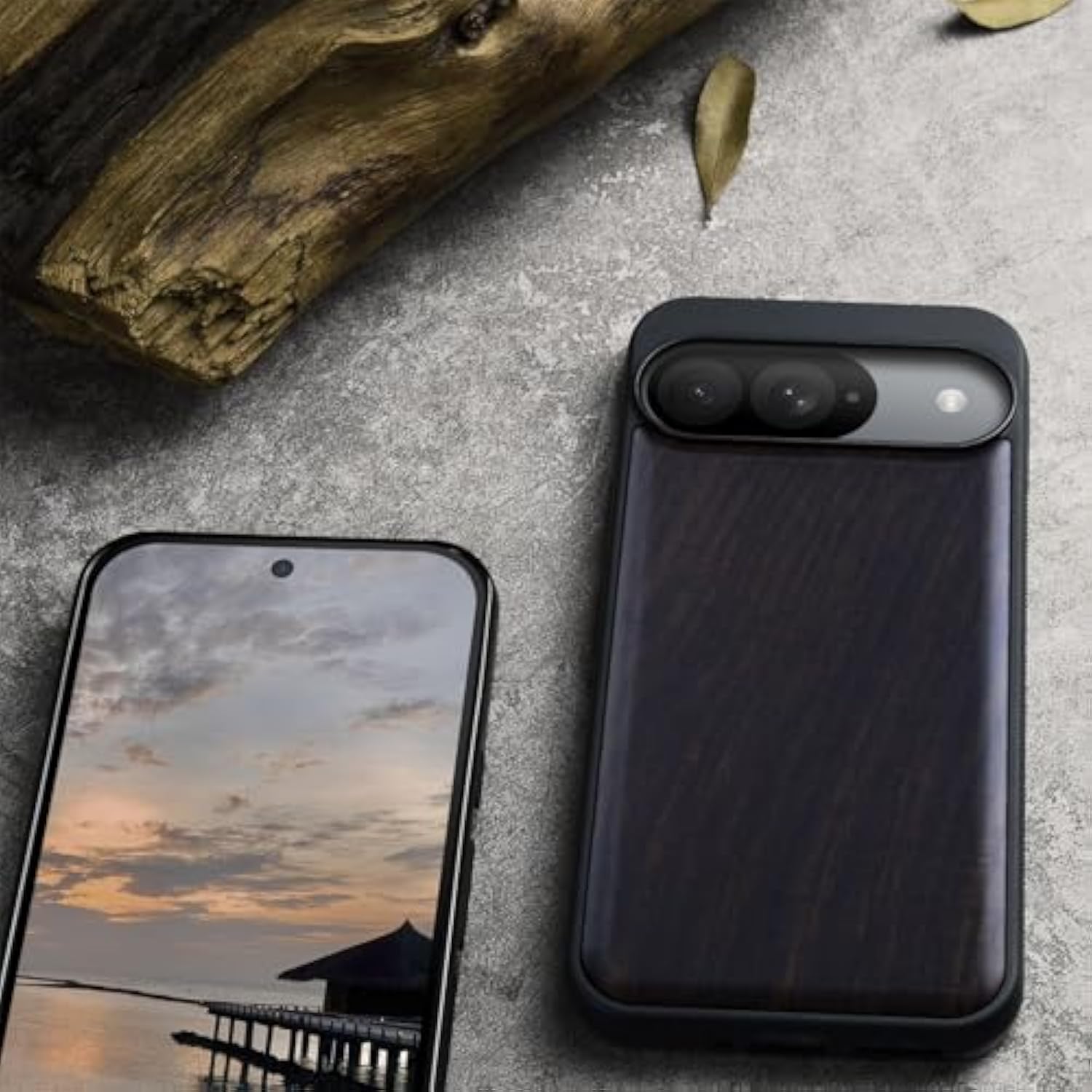 Pixel 9 Wood Case, Natural Wood & Black TPU, Shockproof - Blackwood