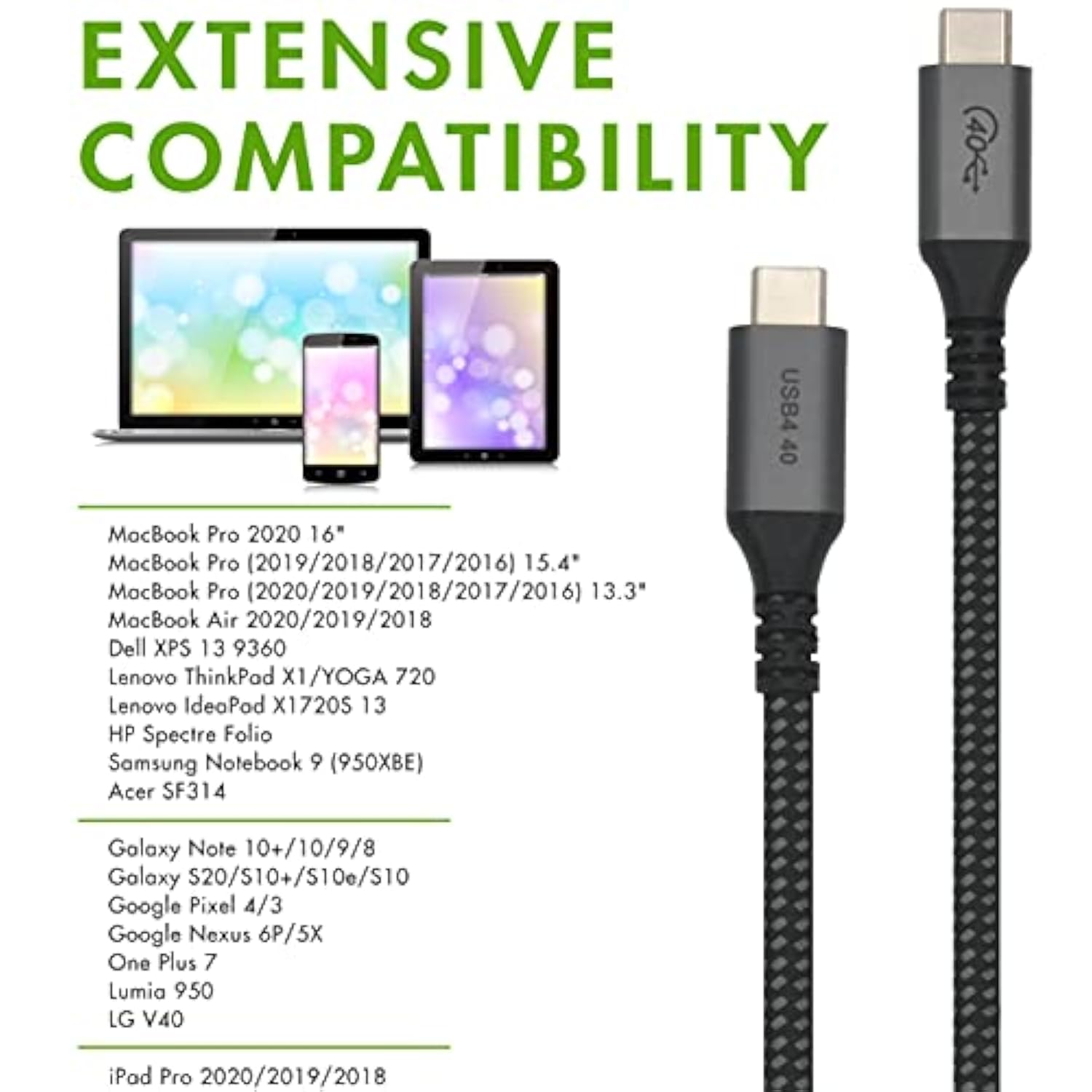 6-Inch Extra Short Usb4 Cable - 40Gbps Supports 100W (20V, 5A) Charging - Compatible With Thunderbolt 3 And Usb-C (2-Pack)