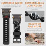 Compatible With Apple Watch Ultra 2/1 Band 49Mm/46Mm/45Mm/44Mm/42Mm For Men, Metal Connector With Silicone Sport Band For Iwatch Ultra Series 10/9/8/7/6/Se/5/4/3/2/1, Black/Black