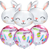 Xjyxqf Easter Bunny Balloons 6Pcs 18Inch - Bunny & Rabbit Head Foil Balloons For Easter Party Decorations, Balloon Arch Kit With Hanging String,Spring Home Backdrop Supplies (Bunny Balloons)