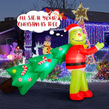 Christmas Green Big Monster Inflatable Decorations, 6Ft Light Up Inflatable Christma Outdoor Decorate Build-In 6 Led, Ch
