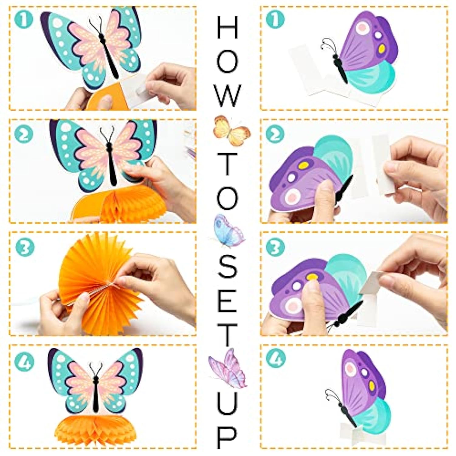 12Pcs Spring Butterfly Honeycomb Centerpieces Table Toppers 3D Butterfly Table Decorations Springtime Summer Photo Booth Props For Kids Girls Baby Shower Birthday Party Wedding